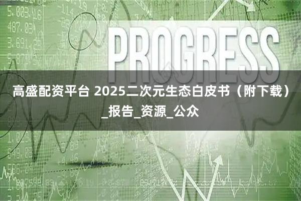 高盛配资平台 2025二次元生态白皮书（附下载）_报告_资源_公众